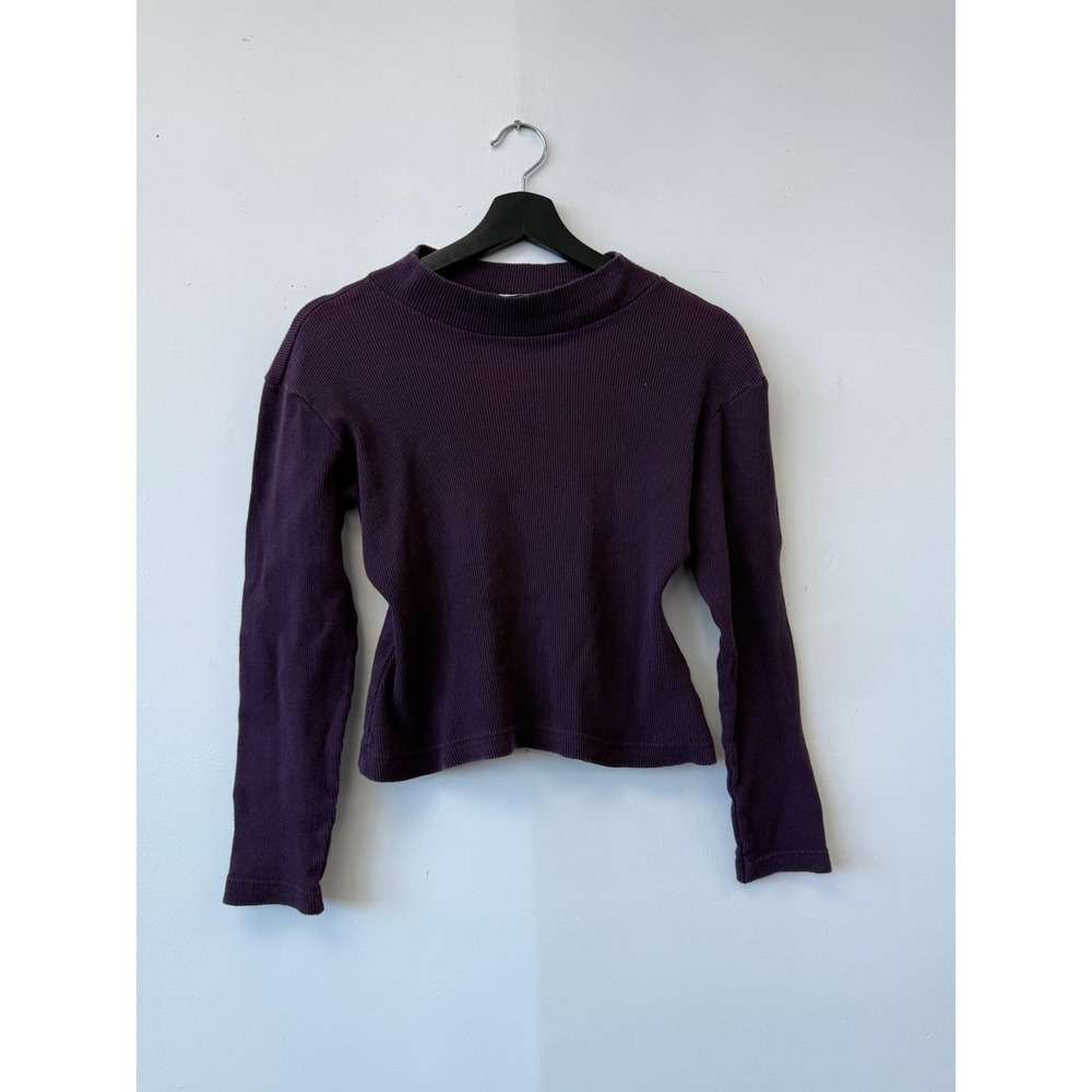 Vintage Sweater Womens‎ Small Ribbed Long Sleeve Mock Neck Pullover Top 90s Y2K